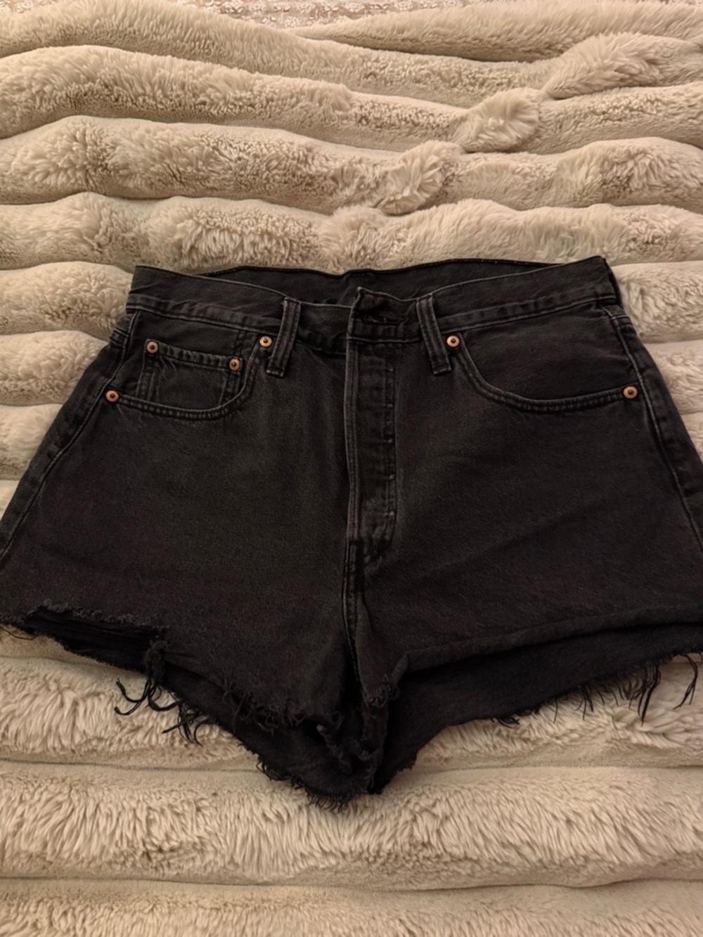 Levi’s High-Rise Black Denim Cutoff Shorts